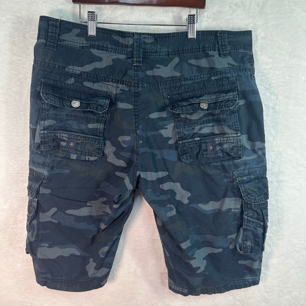 XRAY Jeans Cargo Shorts Mens 36 Blue Camo Multi-Pocket Tactical Utility - Picture 10 of 10